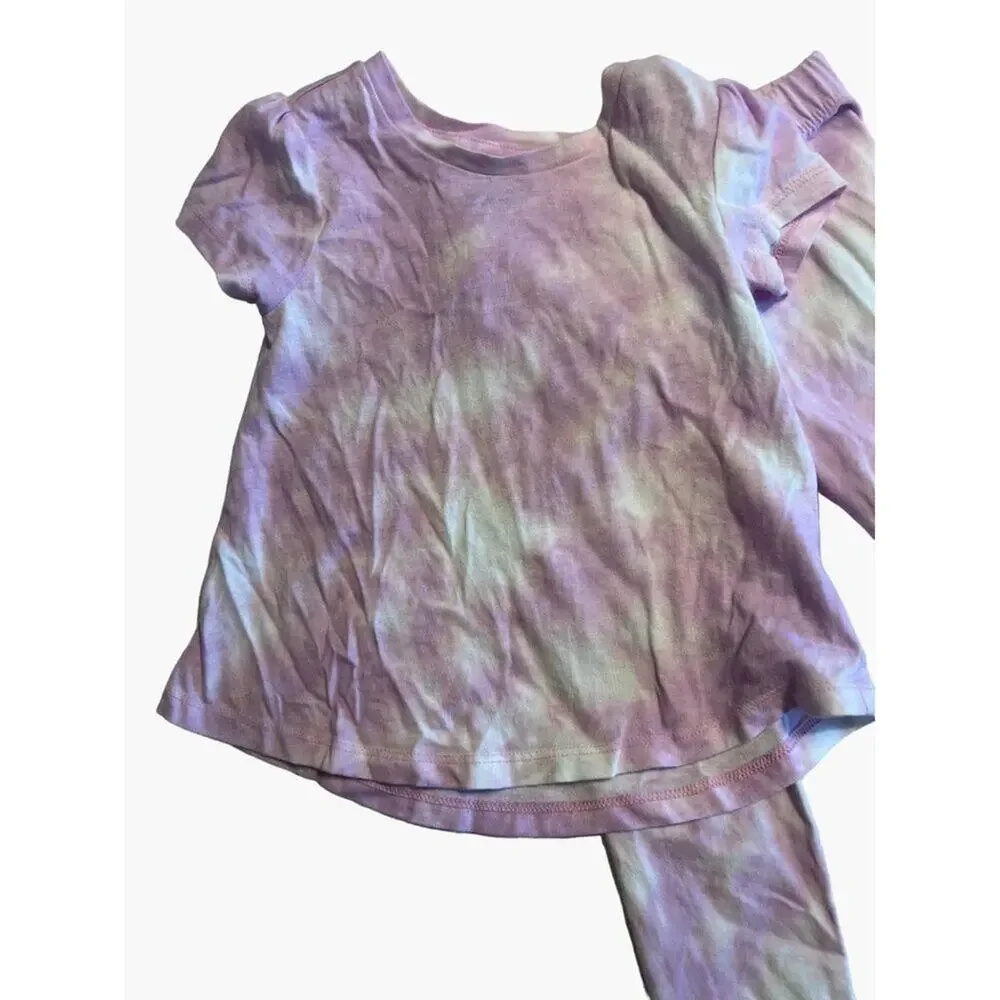 GAP Playtime Favorites Toddler Girls Size 2 Purple Tie Dye Outfit Set Cotton Pul